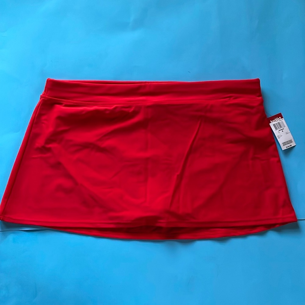 NWT Red Swim Skirt Tankini Bottom Panty Lined Basic Editions Size 6